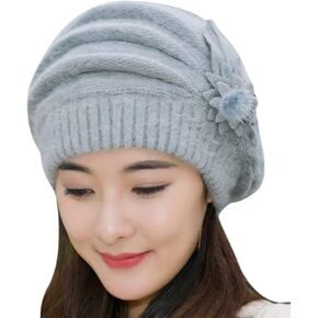 C.C-US Women's Winter Beret Hat Fleece Lined Soft Warm Beanie Cap with Flower Accent in Saudi Arabia