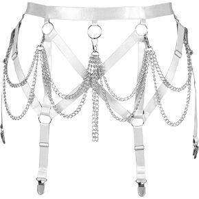 Women's Body Harness Leg Garter Belt Hip Belt Plus Size Metal Chain Punk Garter Cutout Gothic Carnival Dance costume