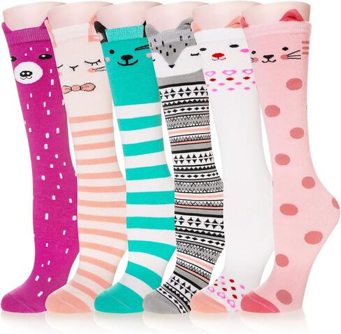 الفتيات جوارب طويلة إلى الركب مضحك الكرتون طويل القامة التمهيد القطن الاطفال جوارب دافئة الجدة تشايلدز لطيف الحيوان الجوارب in Kuwait