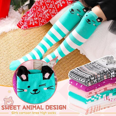 الفتيات جوارب طويلة إلى الركب مضحك الكرتون طويل القامة التمهيد القطن الاطفال جوارب دافئة الجدة تشايلدز لطيف الحيوان الجوارب in Kuwait