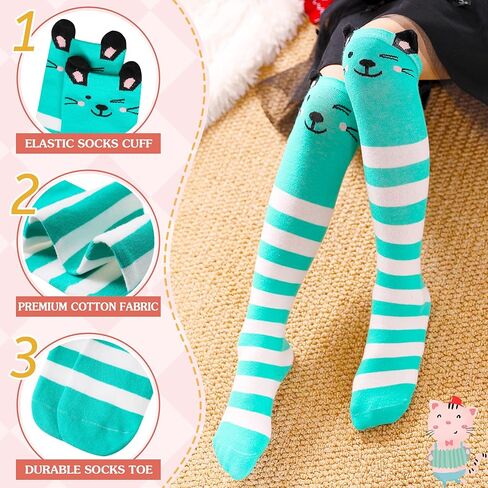 الفتيات جوارب طويلة إلى الركب مضحك الكرتون طويل القامة التمهيد القطن الاطفال جوارب دافئة الجدة تشايلدز لطيف الحيوان الجوارب in Kuwait