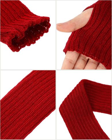 Suhine 18 Pairs Fingerless Arm Warmers Cable Knit Winter Fingerless Gloves Winter Arm Sleeve with Thumb Hole for Women in Saudi Arabia