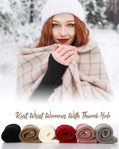 Suhine 18 Pairs Fingerless Arm Warmers Cable Knit Winter Fingerless Gloves Winter Arm Sleeve with Thumb Hole for Women in Saudi Arabia