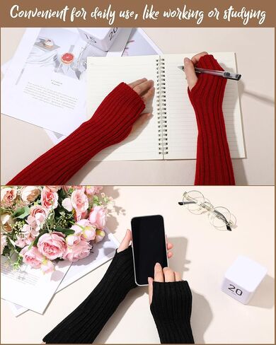 Suhine 18 Pairs Fingerless Arm Warmers Cable Knit Winter Fingerless Gloves Winter Arm Sleeve with Thumb Hole for Women in Saudi Arabia