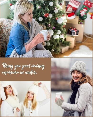Suhine 18 Pairs Fingerless Arm Warmers Cable Knit Winter Fingerless Gloves Winter Arm Sleeve with Thumb Hole for Women in Saudi Arabia