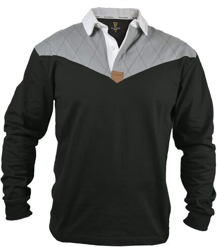Guinness Heritage Charcoal and Black Rugby Jersey Long Sleeve Rugby Shirts for Men | Mens Ireland Polo Jerseys in Saudi Arabia