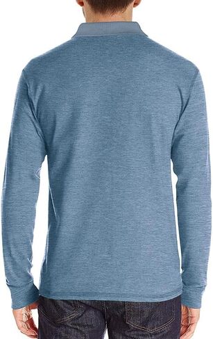 Men's Casual Polo Shirts Classic Button Basic Long Sleeve Shirt Solid Color Cotton Tees Stylish Tops in Saudi Arabia
