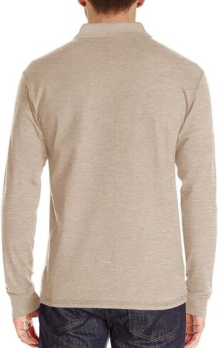 Men's Casual Polo Shirts Classic Button Basic Long Sleeve Shirt Solid Color Cotton Tees Stylish Tops in Saudi Arabia