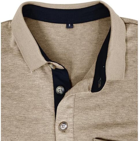 Men's Casual Polo Shirts Classic Button Basic Long Sleeve Shirt Solid Color Cotton Tees Stylish Tops in Saudi Arabia