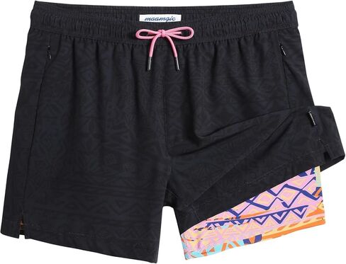 maamgic Mens Swim Trunks with Compression Liner 5 Inch, Quick Dry Bathing Suit with Zipper Pockets, No-Chafing Swim Shorts in Kuwait