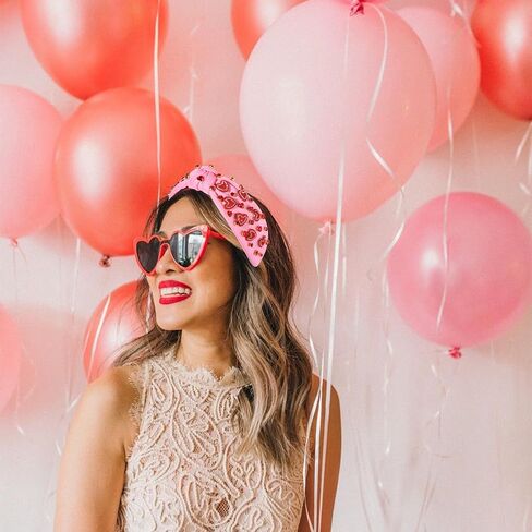 NVENF Valentine’s Day Headband for Women Love Heart Headband Jeweled Crystal Rhinestone Knotted Headband Red Pink Wide Top Knot Headband Valentine’s Day Hair Accessories Gifts (Letter 1 - Pink) in Saudi Arabia