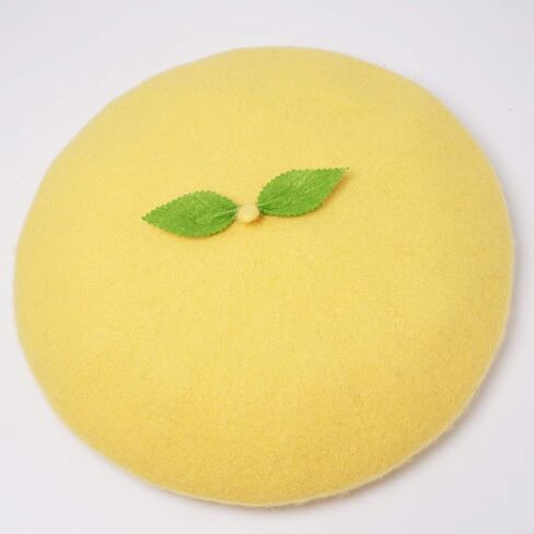 Kawaii Handmade Cartoon Beret Hat Green Leaves Fruit Cosplay Vintage Lolita Mori Girl Wool Cap Gift in Saudi Arabia