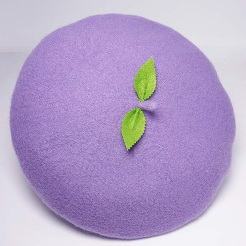 Kawaii Handmade Cartoon Beret Hat Green Leaves Fruit Cosplay Vintage Lolita Mori Girl Wool Cap Gift in Saudi Arabia