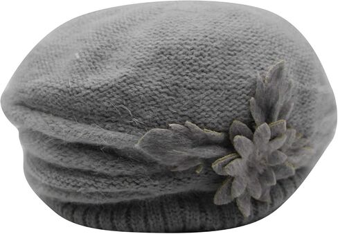 C.C-US Women's Winter Beret Hat Fleece Lined Soft Warm Beanie Cap with Flower Accent in Saudi Arabia