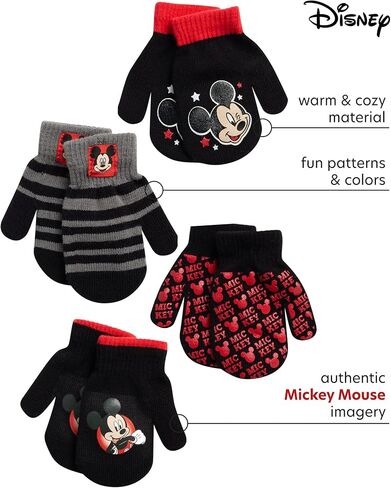 Disney Boys 4 Pack Mitten or Glove Mickey Mouse, Cars Lighting McQueen (Toddler/Little Boys), Size Age 2-4, MICKEY MITTEN in Saudi Arabia