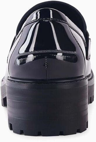 VETASTE Women's Platform Chunky Heel Loafers Slip on Business Casual Shoes | Classic Closed Round Toe, Lug Sole, Work Office Uniform Oxfords, Metal Chain in Saudi Arabia