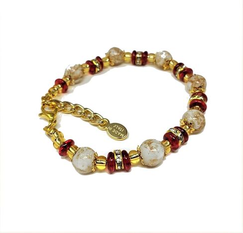 سوار Sospiri Venezia للسيدات 7 خرز زجاجي قطر 0,3 بوصة سوار أصلي من زجاج مورانو هدية فكرة هدية صنع في إيطاليا معتمد in Kuwait