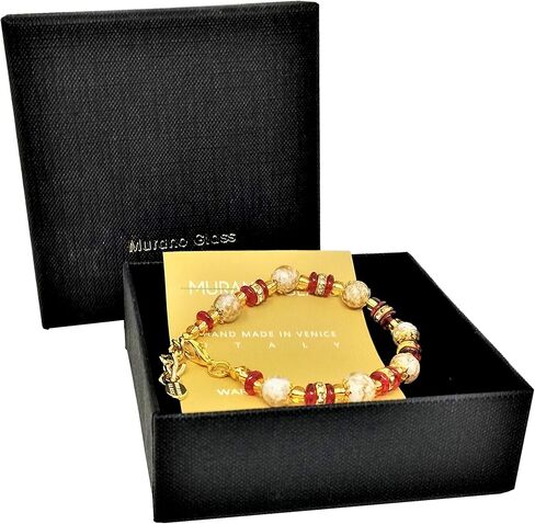 سوار Sospiri Venezia للسيدات 7 خرز زجاجي قطر 0,3 بوصة سوار أصلي من زجاج مورانو هدية فكرة هدية صنع في إيطاليا معتمد in Kuwait