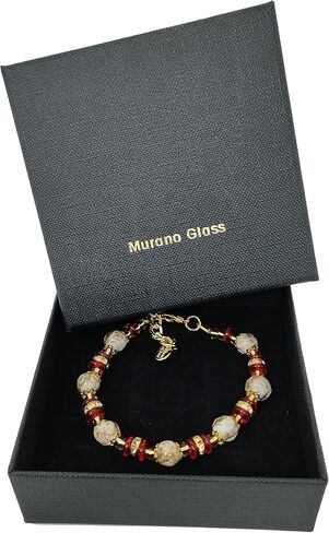 سوار Sospiri Venezia للسيدات 7 خرز زجاجي قطر 0,3 بوصة سوار أصلي من زجاج مورانو هدية فكرة هدية صنع في إيطاليا معتمد in Kuwait