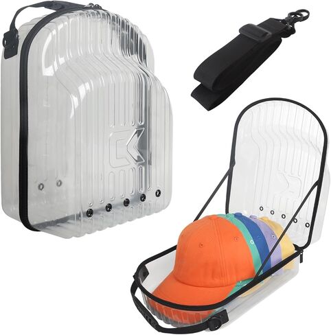 حقيبة سفر بقبعة Kelvin&Celsius - صندوق تخزين PVC مزود بمزالج - حقيبة حمل القبعة مع فتحات تهوية - صندوق قبعة سفر لـ 3-6 قبعات بيسبول - حامل قبعة بيسبول وإكسسوارات الملابس in Kuwait