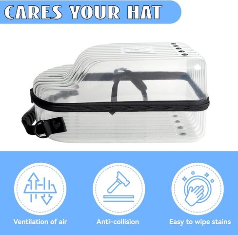 حقيبة سفر بقبعة Kelvin&Celsius - صندوق تخزين PVC مزود بمزالج - حقيبة حمل القبعة مع فتحات تهوية - صندوق قبعة سفر لـ 3-6 قبعات بيسبول - حامل قبعة بيسبول وإكسسوارات الملابس in Kuwait