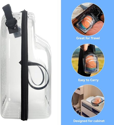 حقيبة سفر بقبعة Kelvin&Celsius - صندوق تخزين PVC مزود بمزالج - حقيبة حمل القبعة مع فتحات تهوية - صندوق قبعة سفر لـ 3-6 قبعات بيسبول - حامل قبعة بيسبول وإكسسوارات الملابس in Kuwait