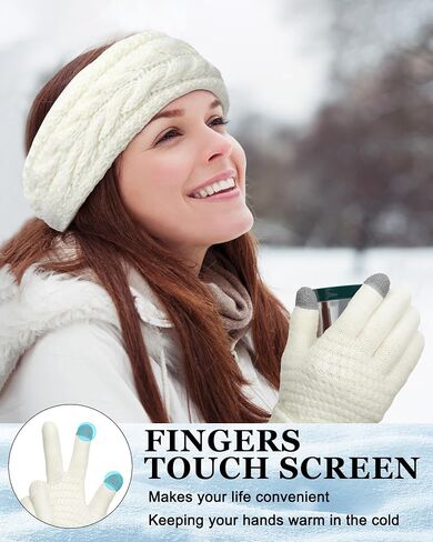 Suhine 18 Pcs Headband Glove Scarf Set Women's Cold Weather Sets, Include 6 Crochet Turban Headband Ear Warmer Headbands 6 Pairs Winter Touchscreen Gloves 6 Circle Loop Knitted Scarves for Daily Wear in Saudi Arabia