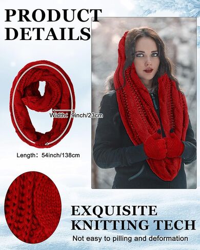 Suhine 18 Pcs Headband Glove Scarf Set Women's Cold Weather Sets, Include 6 Crochet Turban Headband Ear Warmer Headbands 6 Pairs Winter Touchscreen Gloves 6 Circle Loop Knitted Scarves for Daily Wear in Saudi Arabia