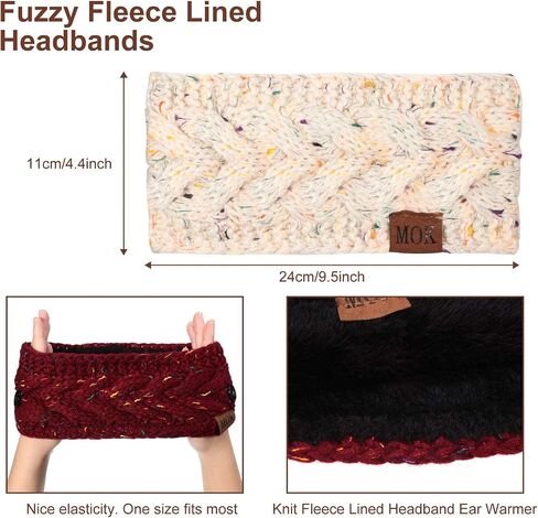 4 Pieces Women Winter Ear Warmer Headband Fleece Cable Knitted Headbands Soft Head Wrap for Cold Weather in Saudi Arabia