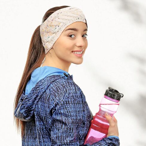 4 Pieces Women Winter Ear Warmer Headband Fleece Cable Knitted Headbands Soft Head Wrap for Cold Weather in Saudi Arabia