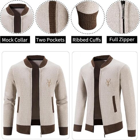 Mylldey Mens Casual Full Zip Cardigan Sweaters Cable Knit Jacket Sweater Men, US Size in Saudi Arabia