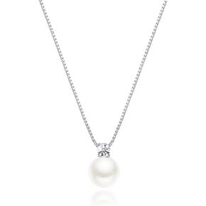 BRAYEG Sterling Silver Pearl Pendant Necklace, Dainty CZ Necklace 14K Gold Filled Necklace Chain Baroque Pearl Necklace for Women Adjustable Pearl Necklaces, Simple Pearl Necklaces for Everyday Jewelry Gifts