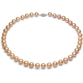 قلادة من لؤلؤ المياه العذبة الخوخي للنساء بمشبك من الفضة الإسترليني عالي الجودة AAAA (7.5-8 مم)، 17 بوصة - PremiumPearl in Kuwait