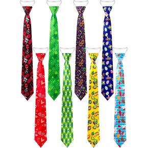 Cuffbow 8 قطع عيد الحب ربطة العنق شريط مطاطي الانتهاء عطلة التعادل للرجال النساء عيد القديس باتريك عيد الفصح ماردي غرا حزب الزي القلب أرنب شامروك قناع ربطات العنق in Kuwait