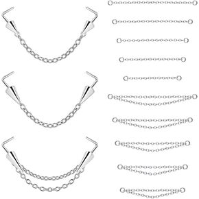 BodyAce 20G Spike Nose Rings Studs with Chains, Stainless Steel Spike Nostril Ring Stud Chain, Black Rook Corkscrew Ring L-Shaped Nose Piercing Jewelry
