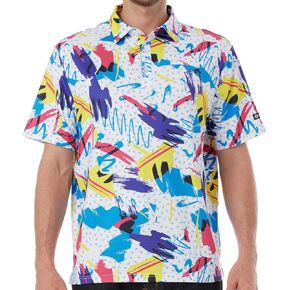 BRISIRA Golf Hawaiian Shirts for Mens Polo Short Sleeves Untucked Dry Fit Performance Printed Moisture Wicking Collared Shirt