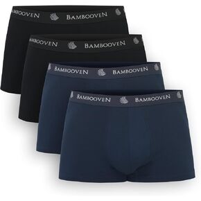BAMBOOVEN Breathable Trunks - Bamboo Sweat-Wicking Underwear, Anti-Chafing, Built-in Pouch Support, Soft Trunks (4 Pack)