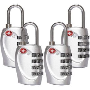 4 Dial Digit TSA Approved Travel Luggage Locks Combination for Suitcases (Blue-4pack)