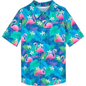 Kids Hawaiian Shirt Boys Button Down Shirt Short Sleeve with Print, Summer Beach Shirt Tropical Shirts for Boys Vacation in Saudi Arabia