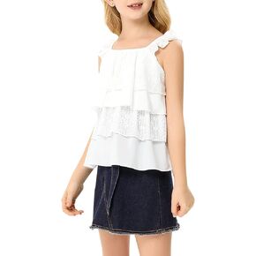 بلوزة صيفية للفتيات من Kukume ذات طبقات مكشكشة كاجوال وفضفاضة مناسبة لعمر 3-12 سنة in Kuwait