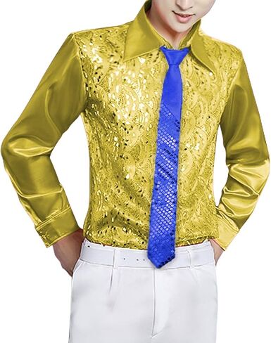 Allegra K Men's Sequin Ties Self Tied Shine Skinny Necktie Fashion Cosplay Party Costume Tie in Saudi Arabia