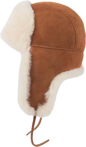 قبعة شتوية من الفرو من جلد الطيار الروسي Ushanka Trapper من Zessano - قبعات من جلد الغنم للجنسين بنسبة 100% للرجال والنساء in Kuwait