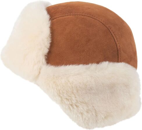 قبعة شتوية من الفرو من جلد الطيار الروسي Ushanka Trapper من Zessano - قبعات من جلد الغنم للجنسين بنسبة 100% للرجال والنساء in Kuwait