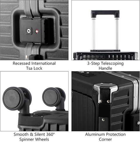 TLIPPY Carry On Luggage 22x14x9 Airline Approved - Luggage with Cup Holder, Front Pocket, USB Port, Aluminum Frame Carry On Suitcases with Spinner Wheels and TSA Lock(Grey, 20-lnch) in Saudi Arabia