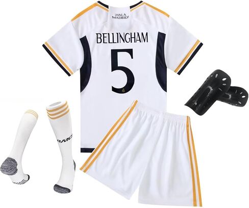 New Season Bellingham #5 Kids Soccer Jersey Kit Shorts Socks Set Youth Size,Football Uniform Set in Kuwait