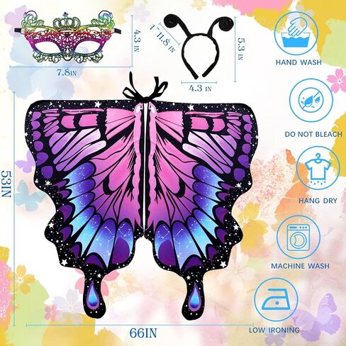 Double-Sided Printing Butterfly Costume for Women, Halloween Costumes Adult Butterfly Wings for Women in Kuwait