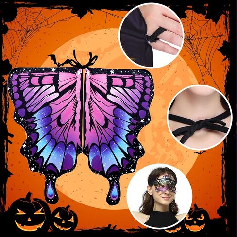 Double-Sided Printing Butterfly Costume for Women, Halloween Costumes Adult Butterfly Wings for Women in Kuwait