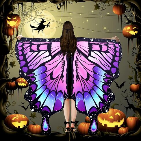 Double-Sided Printing Butterfly Costume for Women, Halloween Costumes Adult Butterfly Wings for Women in Kuwait