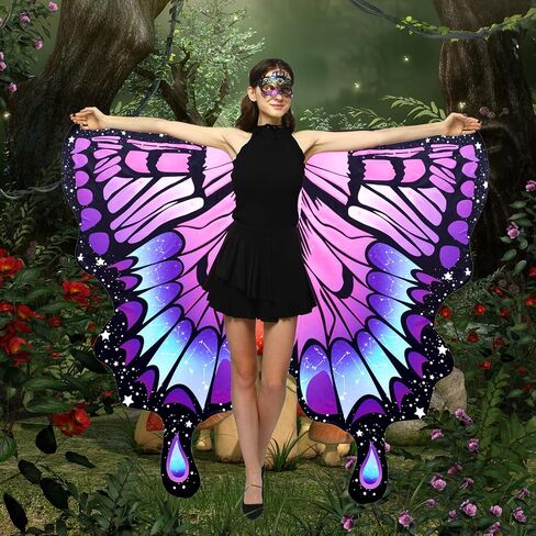Double-Sided Printing Butterfly Costume for Women, Halloween Costumes Adult Butterfly Wings for Women in Kuwait