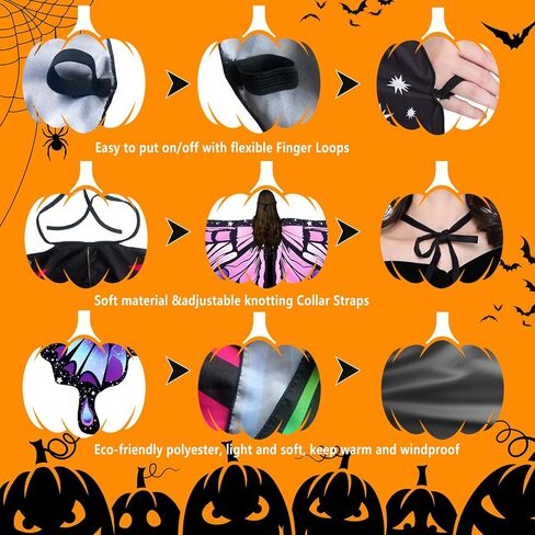 Double-Sided Printing Butterfly Costume for Women, Halloween Costumes Adult Butterfly Wings for Women in Kuwait